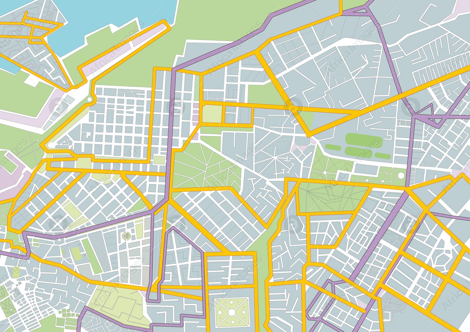 Illustration of  city road map, top view