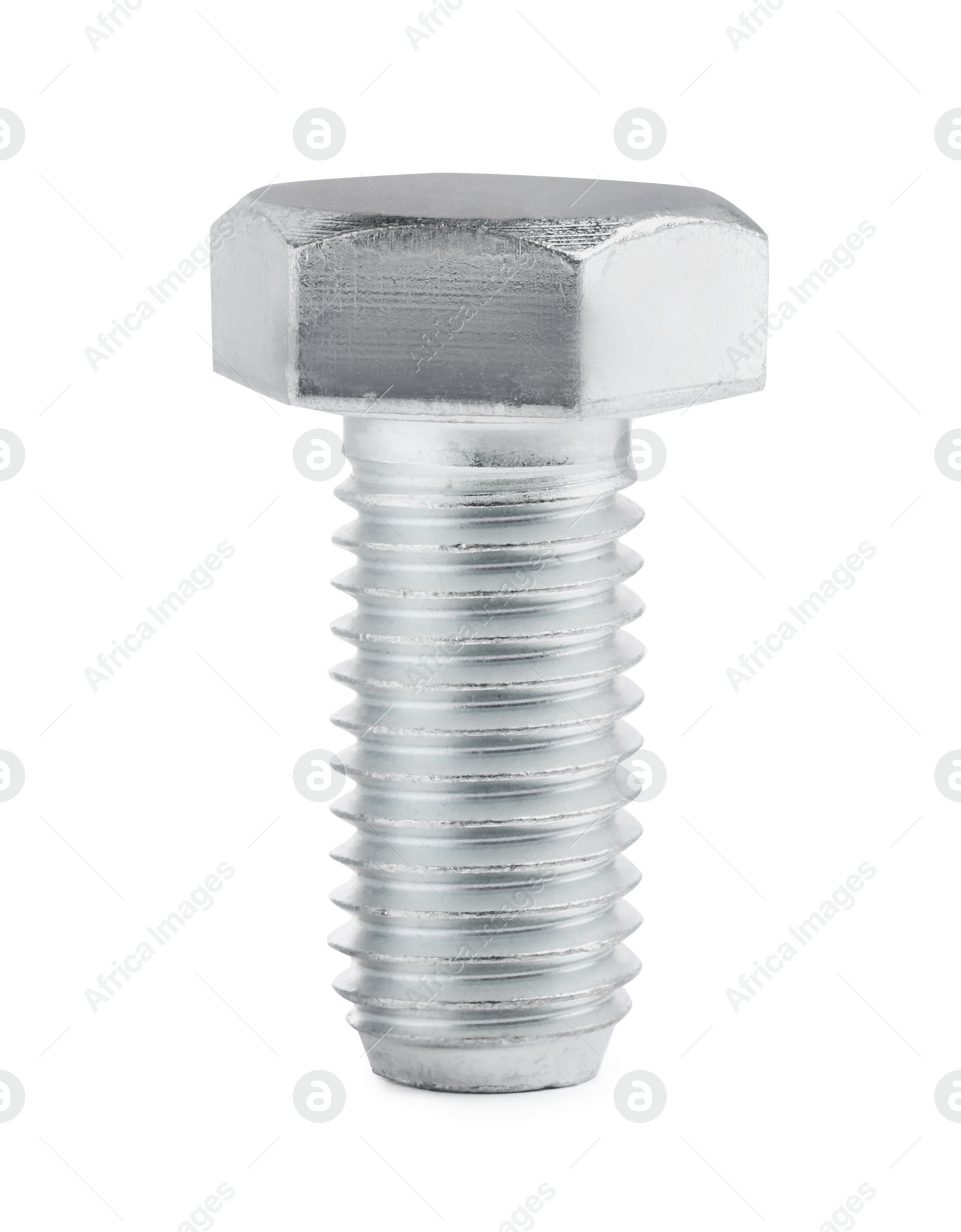 Photo of One metal hex bolt isolated on white