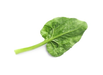 Photo of Fresh leaf of spinach isolated on white, top view