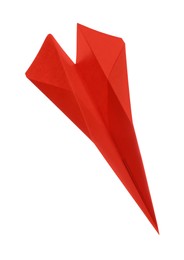 Handmade red paper plane isolated on white