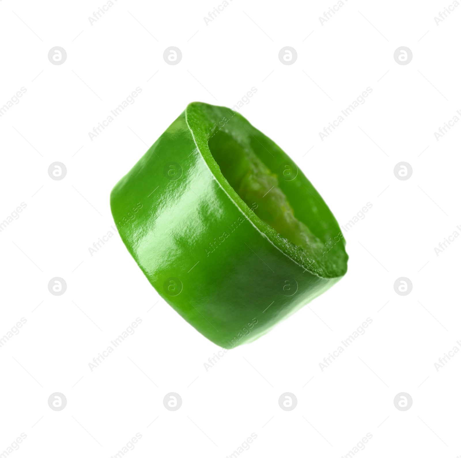 Photo of Piece of green hot chili pepper isolated on white