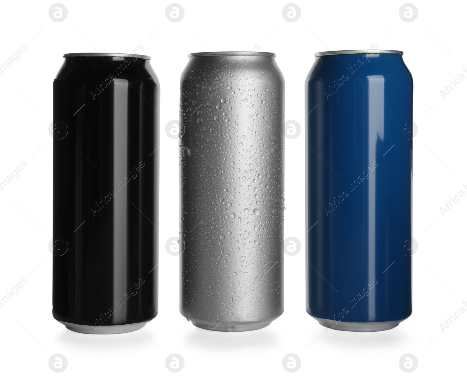 Photo of Aluminum cans on white background. Mockup for design