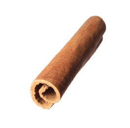 Photo of One aromatic cinnamon stick isolated on white