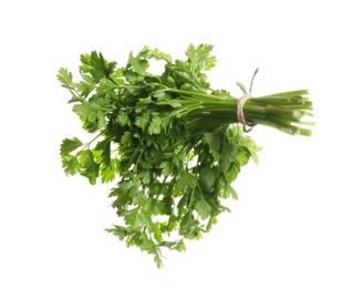 Bunch of fresh green parsley on white background