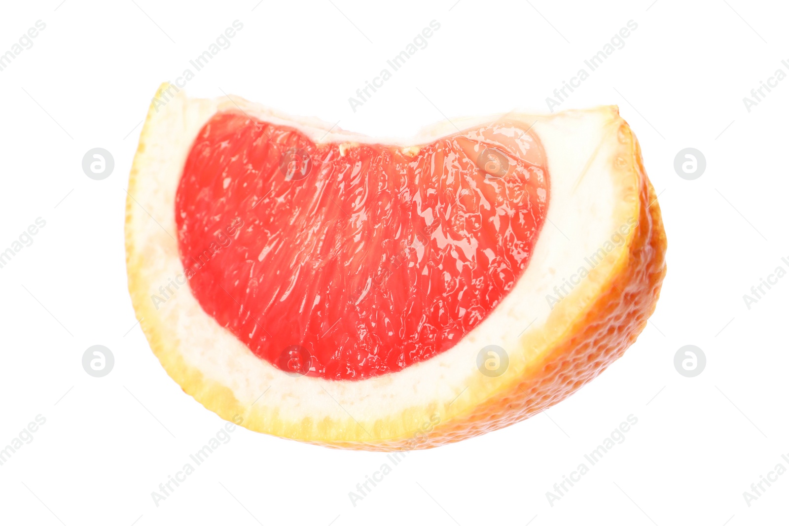 Photo of Citrus fruit. Slice of fresh ripe grapefruit isolated on white