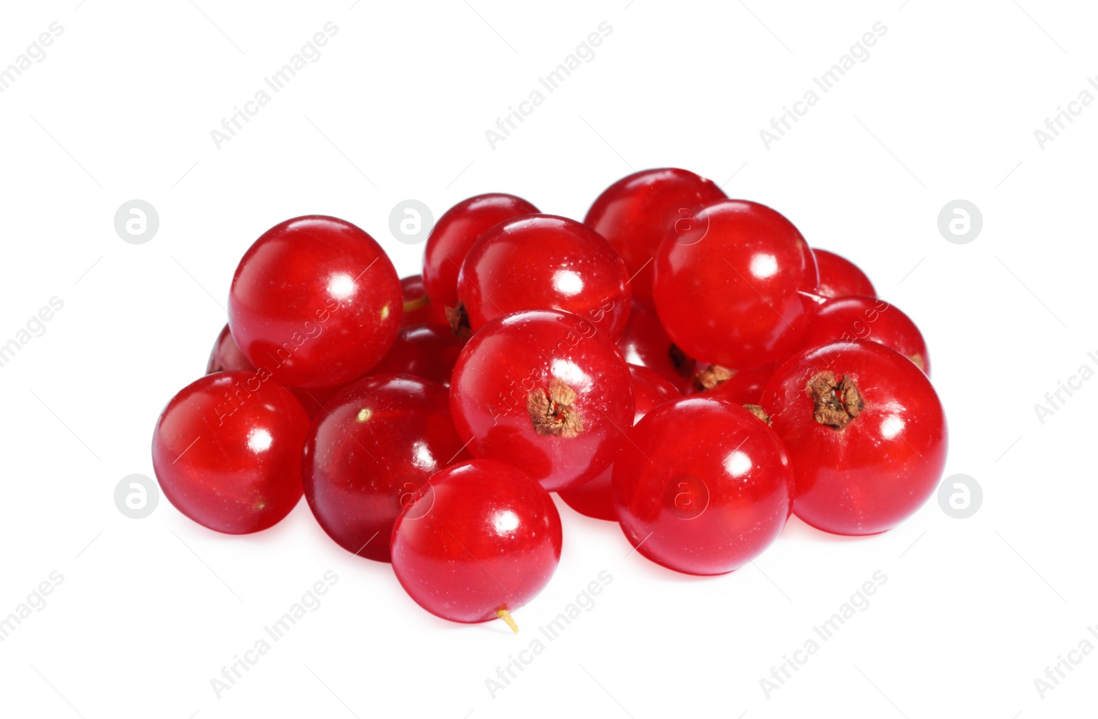 Photo of Pile of fresh ripe red currants isolated on white