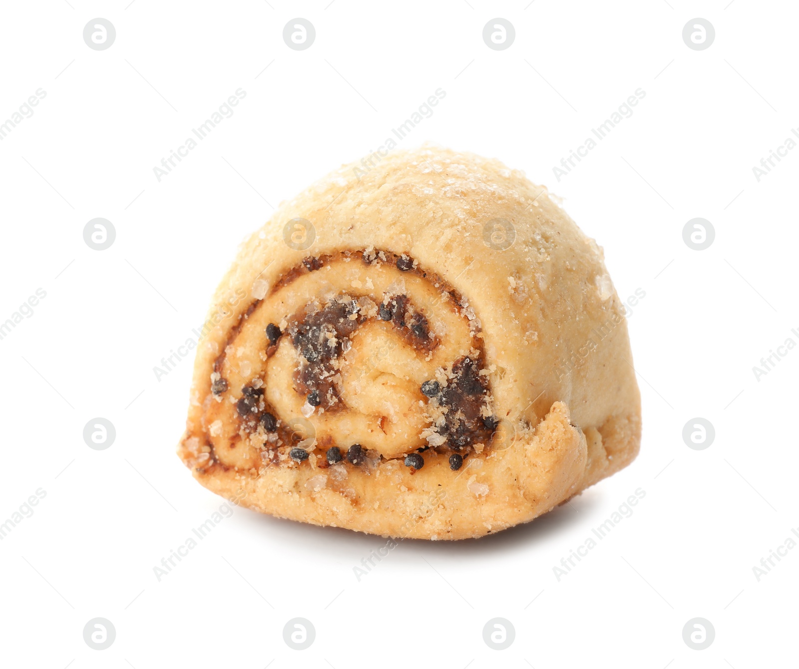 Photo of Freshly baked poppy seed cookie isolated on white