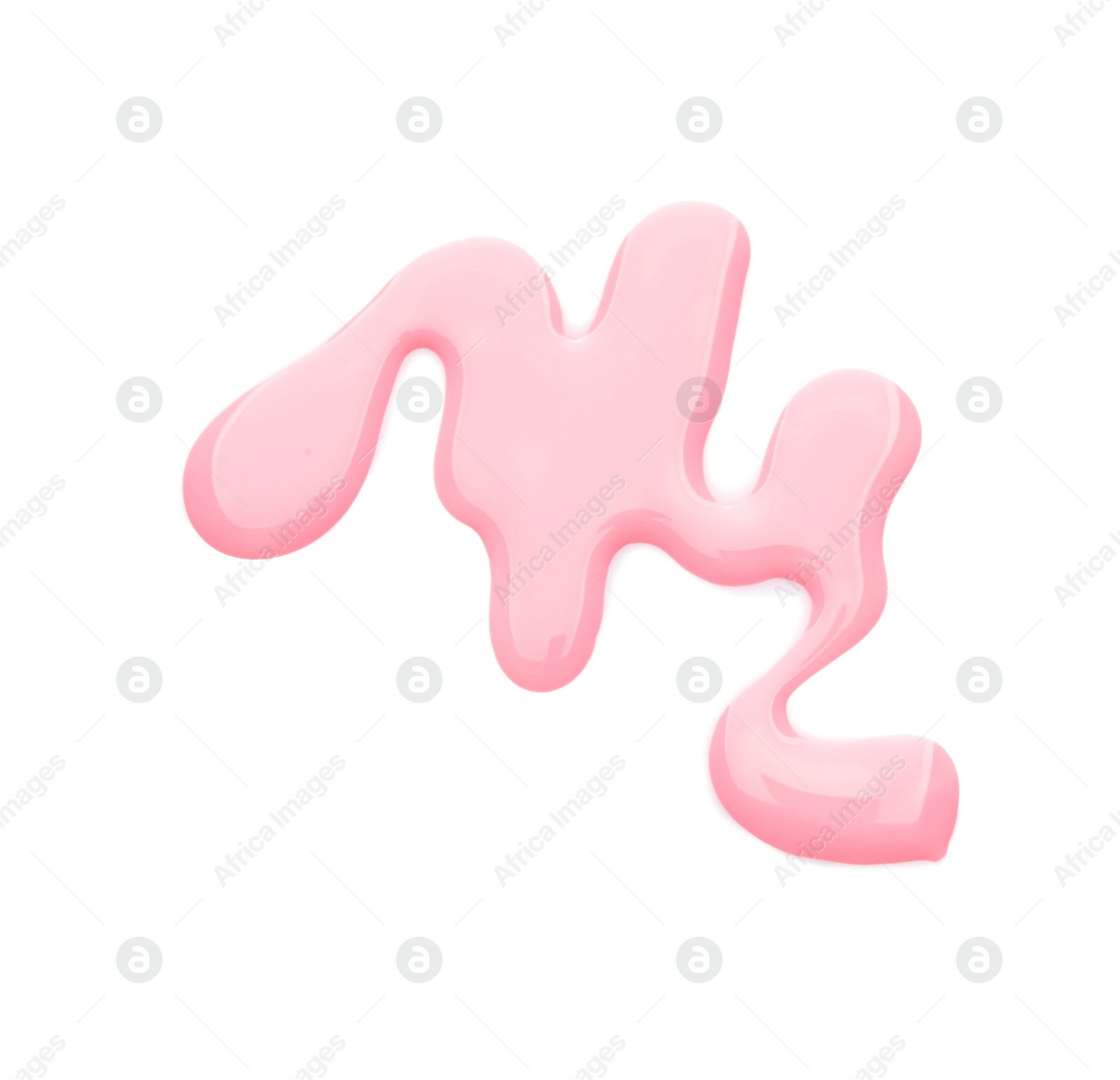 Photo of Spilled color nail polish on white background