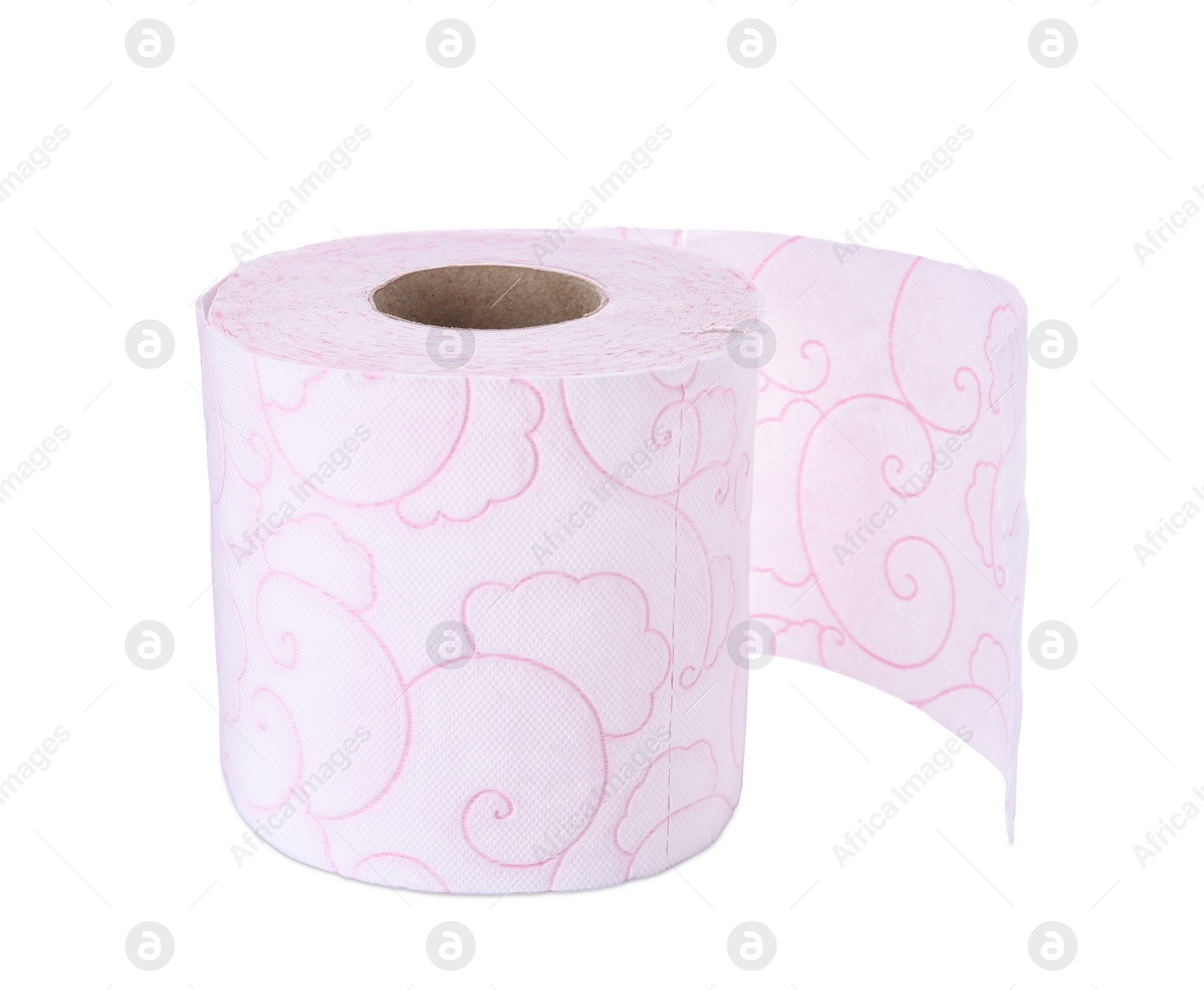 Photo of Roll of toilet paper on white background. Personal hygiene