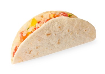 Photo of Delicious taco with vegetables isolated on white