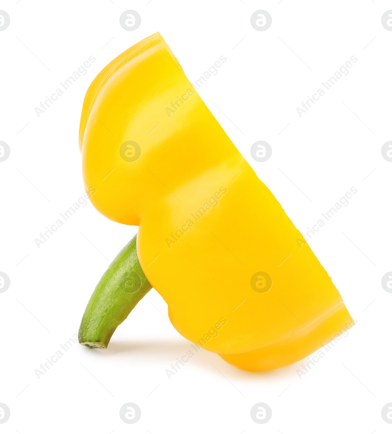 Photo of Cut yellow bell pepper isolated on white