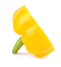 Cut yellow bell pepper isolated on white