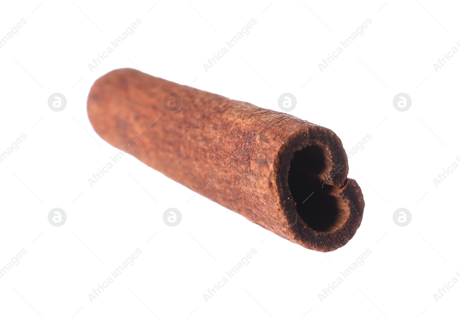 Photo of One aromatic cinnamon stick isolated on white