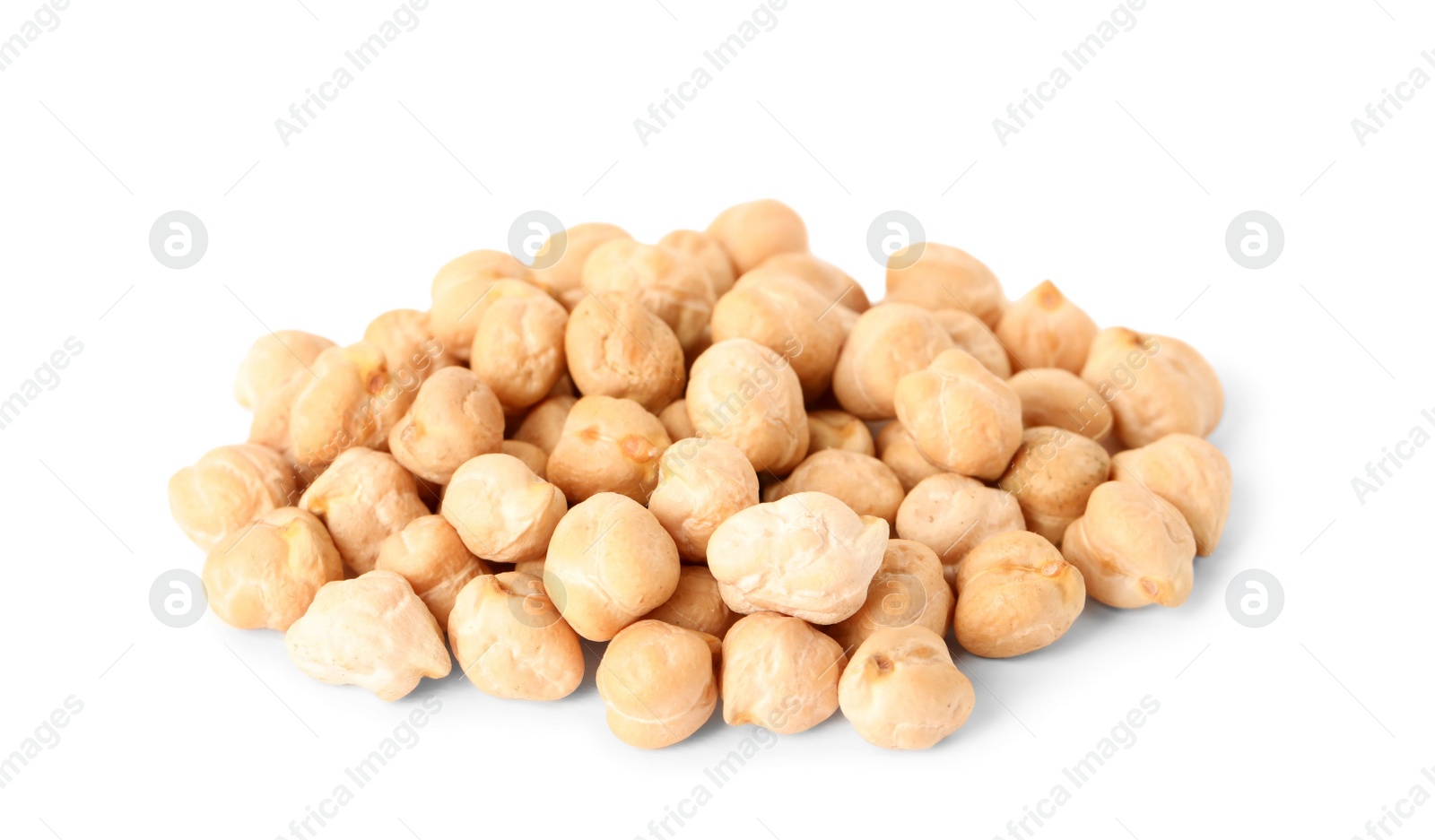 Photo of Pile of raw chickpeas on white background. Vegetable planting