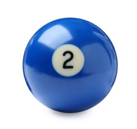Photo of Billiard ball with number 2 isolated on white
