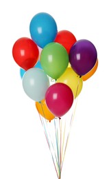 Photo of Bunch of colorful balloons on white background