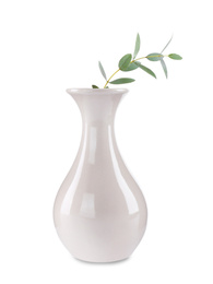 Photo of White vase with flower isolated on white