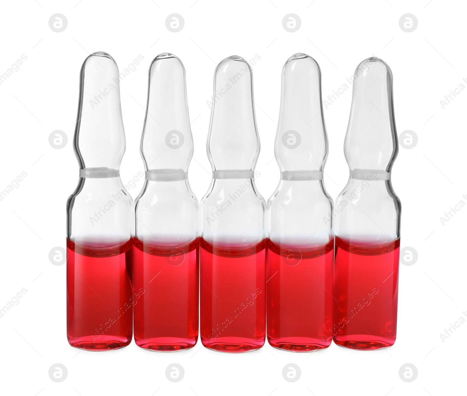 Photo of Pharmaceutical ampoules with medication on white background