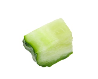 Slice of fresh cucumber on white background