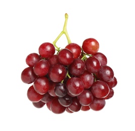 Photo of Bunch of fresh ripe juicy red grapes isolated on white