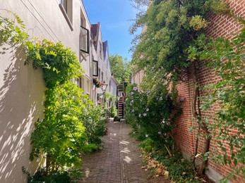 Photo of Picturesque view of narrow city street on sunny day