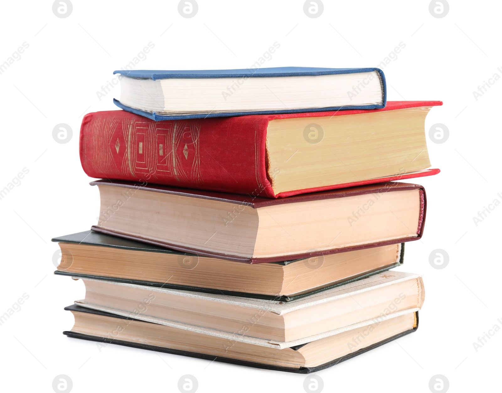 Photo of Collection of different books isolated on white