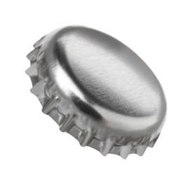 Photo of One silver beer bottle cap isolated on white