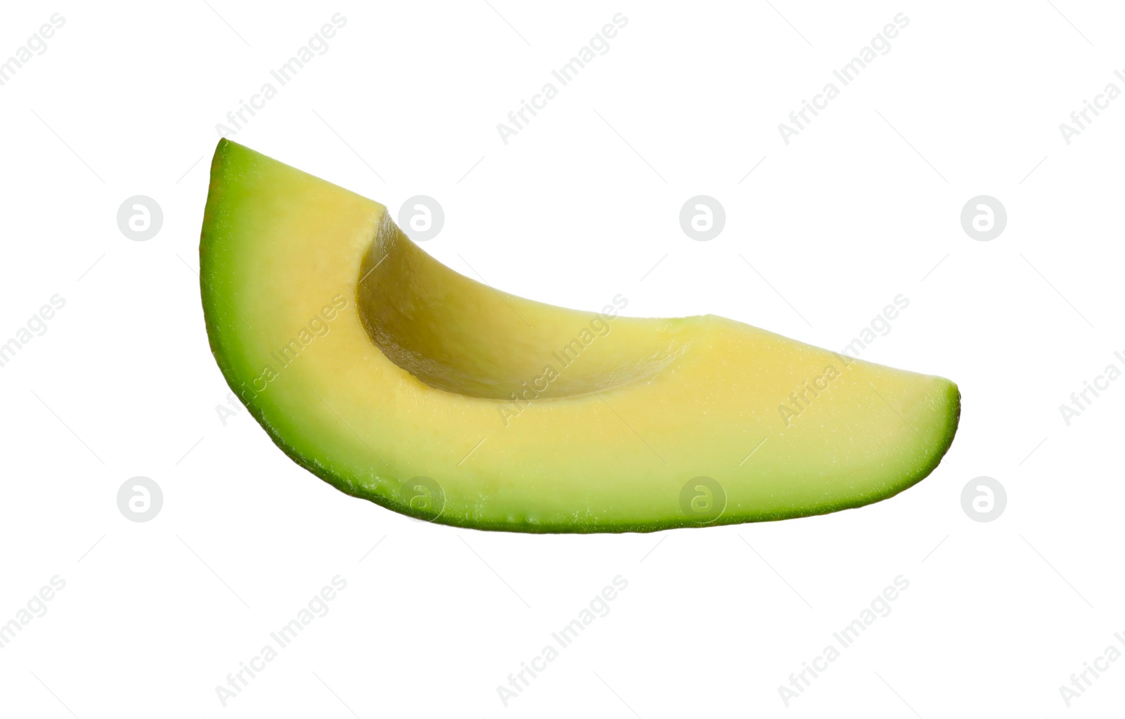 Photo of Slice of ripe avocado isolated on white