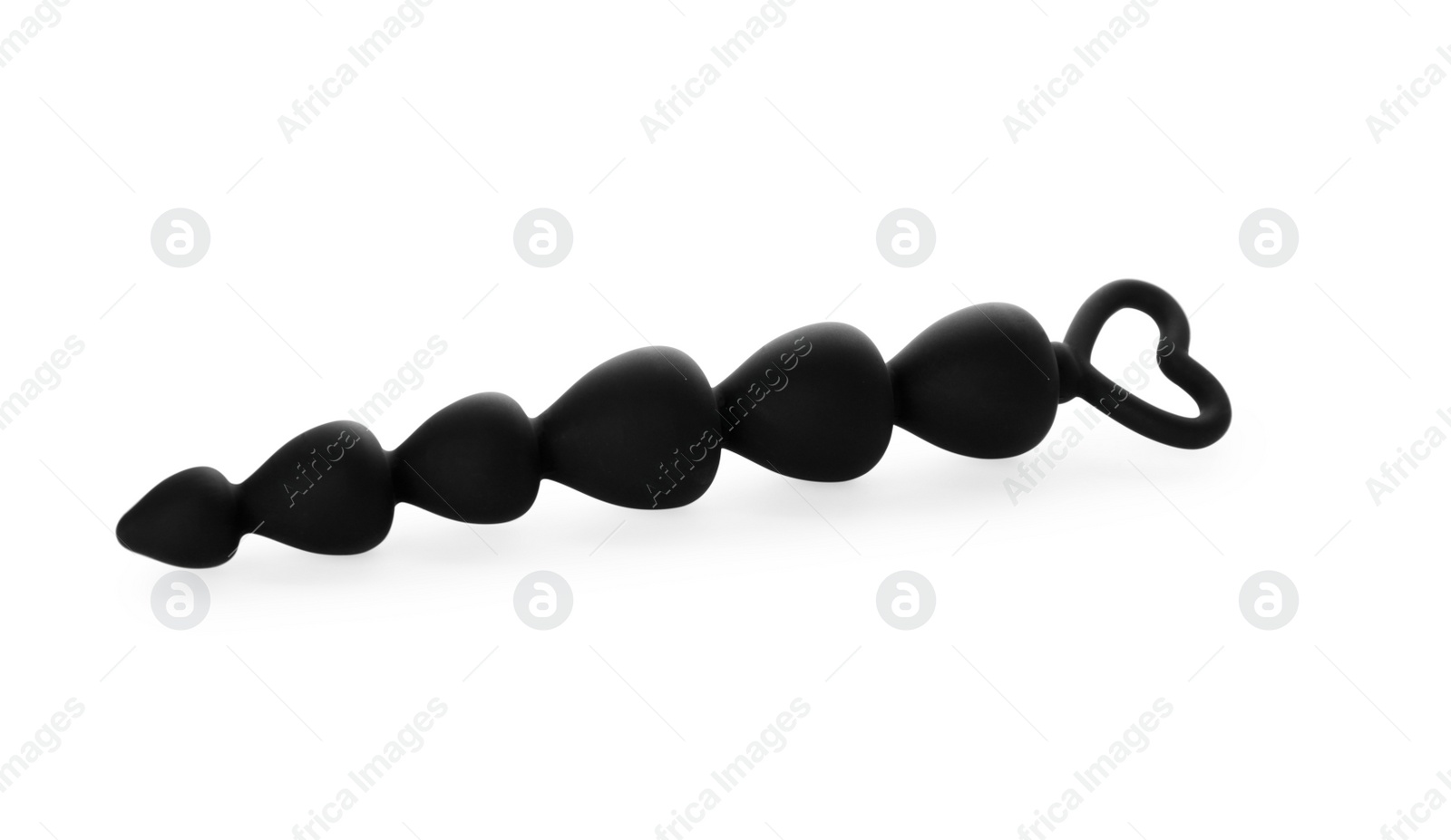 Photo of Black anal ball beads on white background. Sex toy