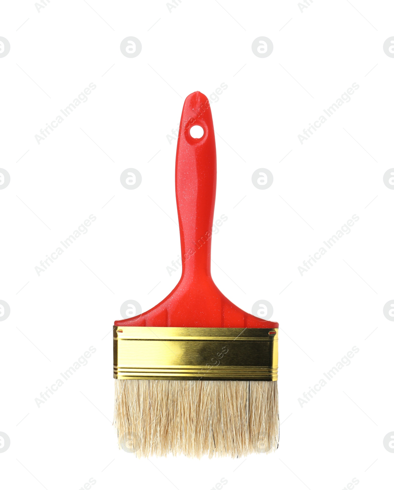 Photo of New paint brush on white background. Decorating tool