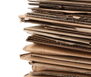 Photo of Stack of cardboard pieces isolated on white