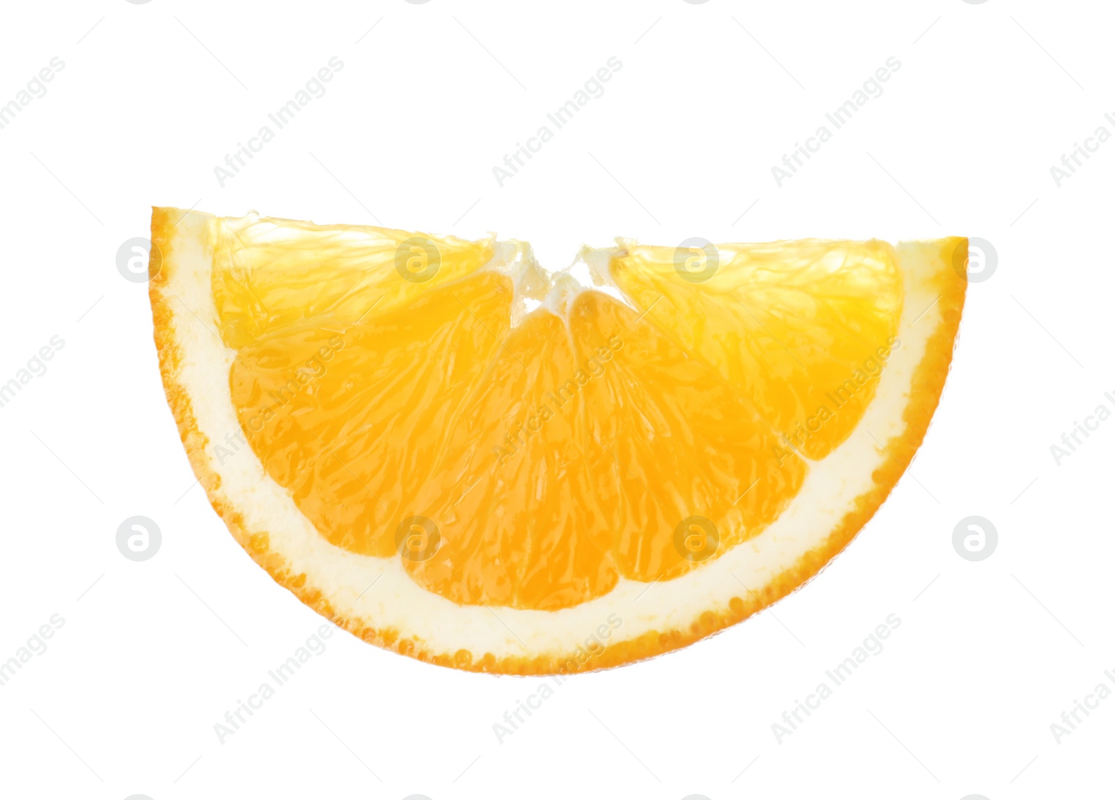 Photo of Slice of ripe orange isolated on white