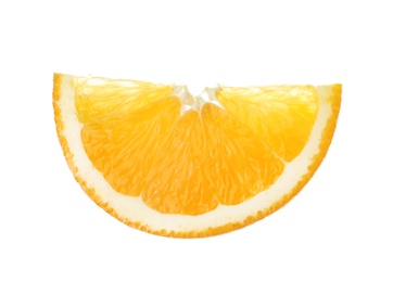 Photo of Slice of ripe orange isolated on white