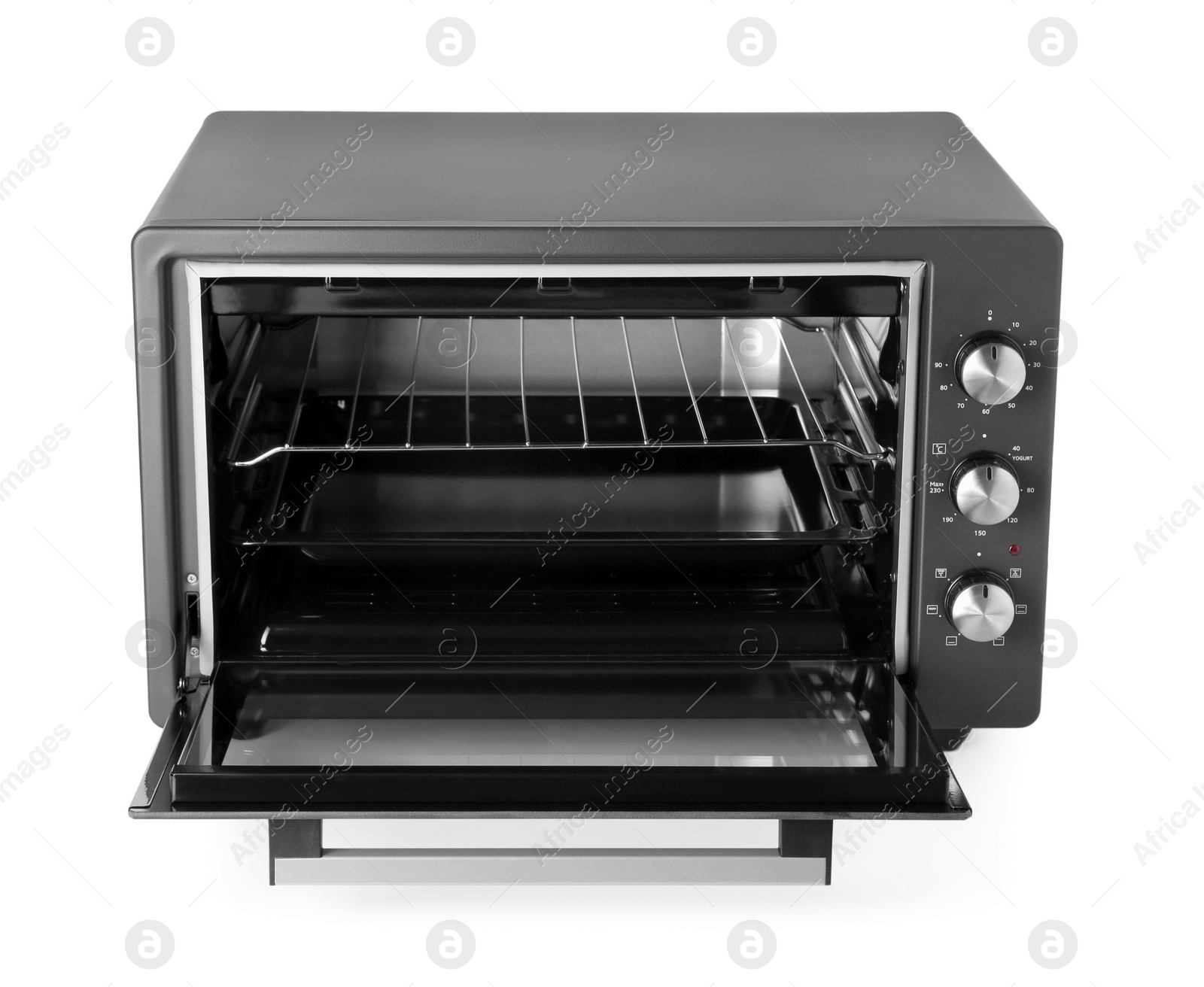 Photo of One electric oven isolated on white. Cooking appliance