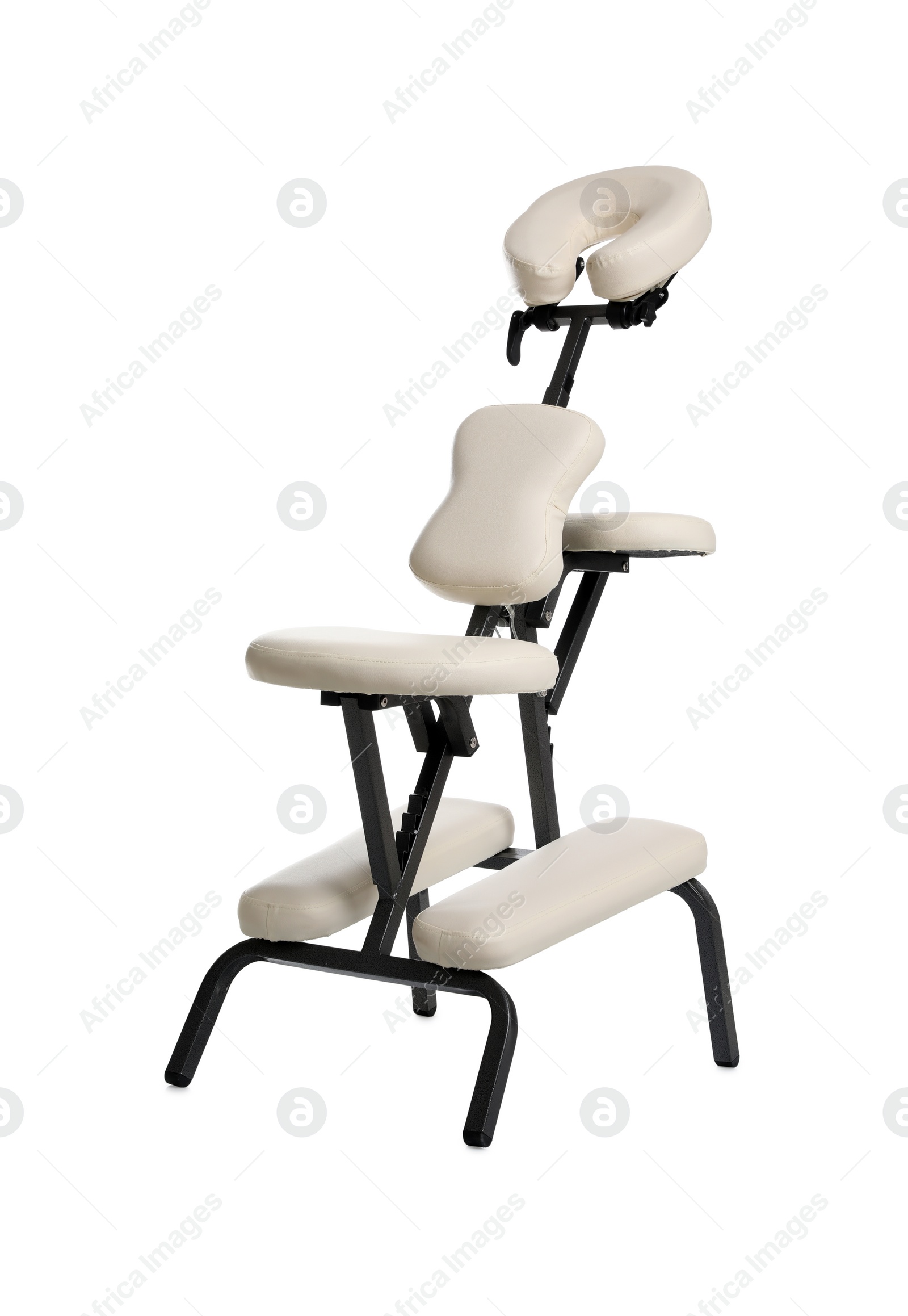 Photo of Modern massage chair isolated on white. Medical equipment