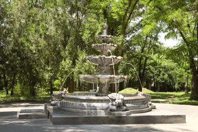 Beautiful view of fountain in park on sunny day