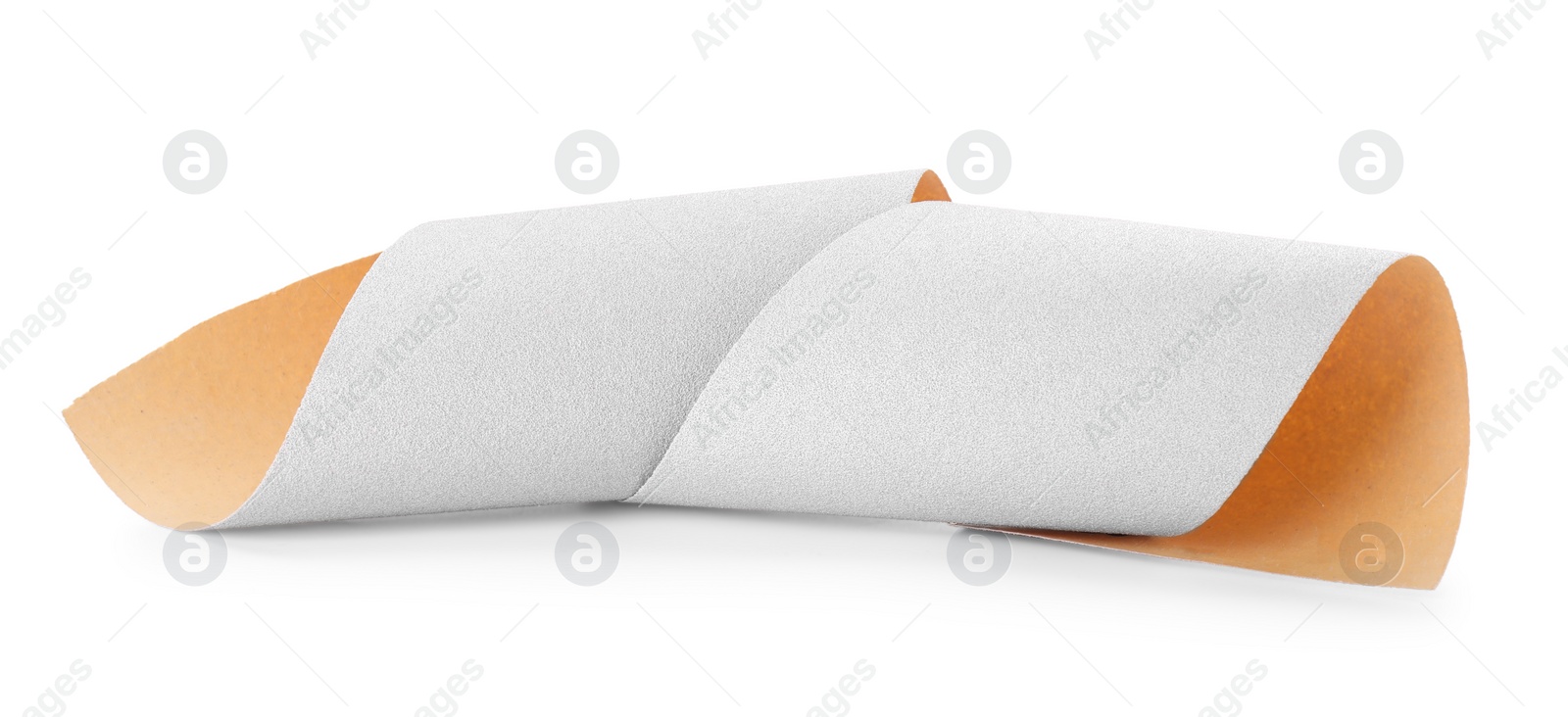 Photo of Sheet of coarse sandpaper isolated on white