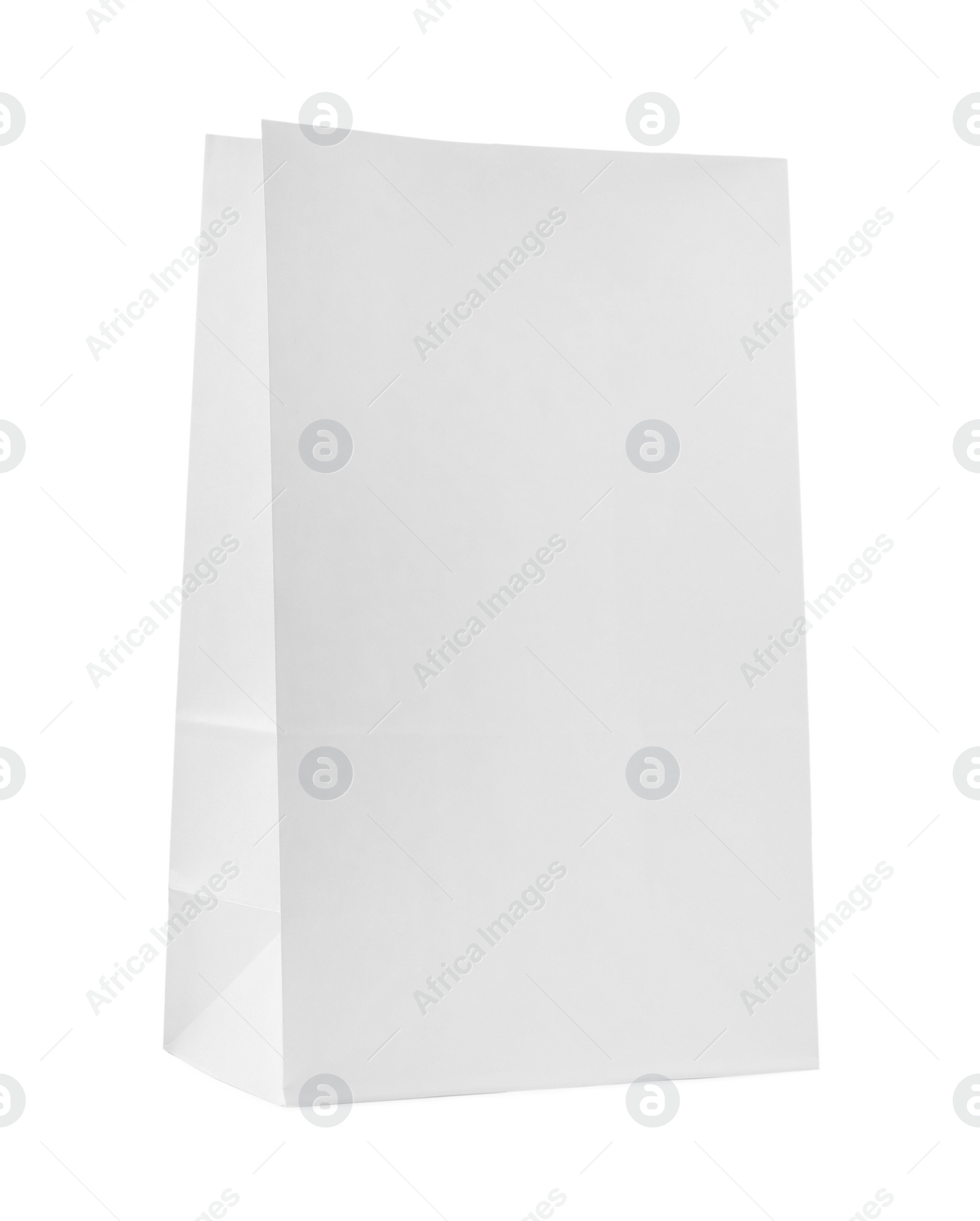 Photo of New open paper bag isolated on white