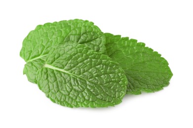 Photo of Fresh green mint leaves isolated on white