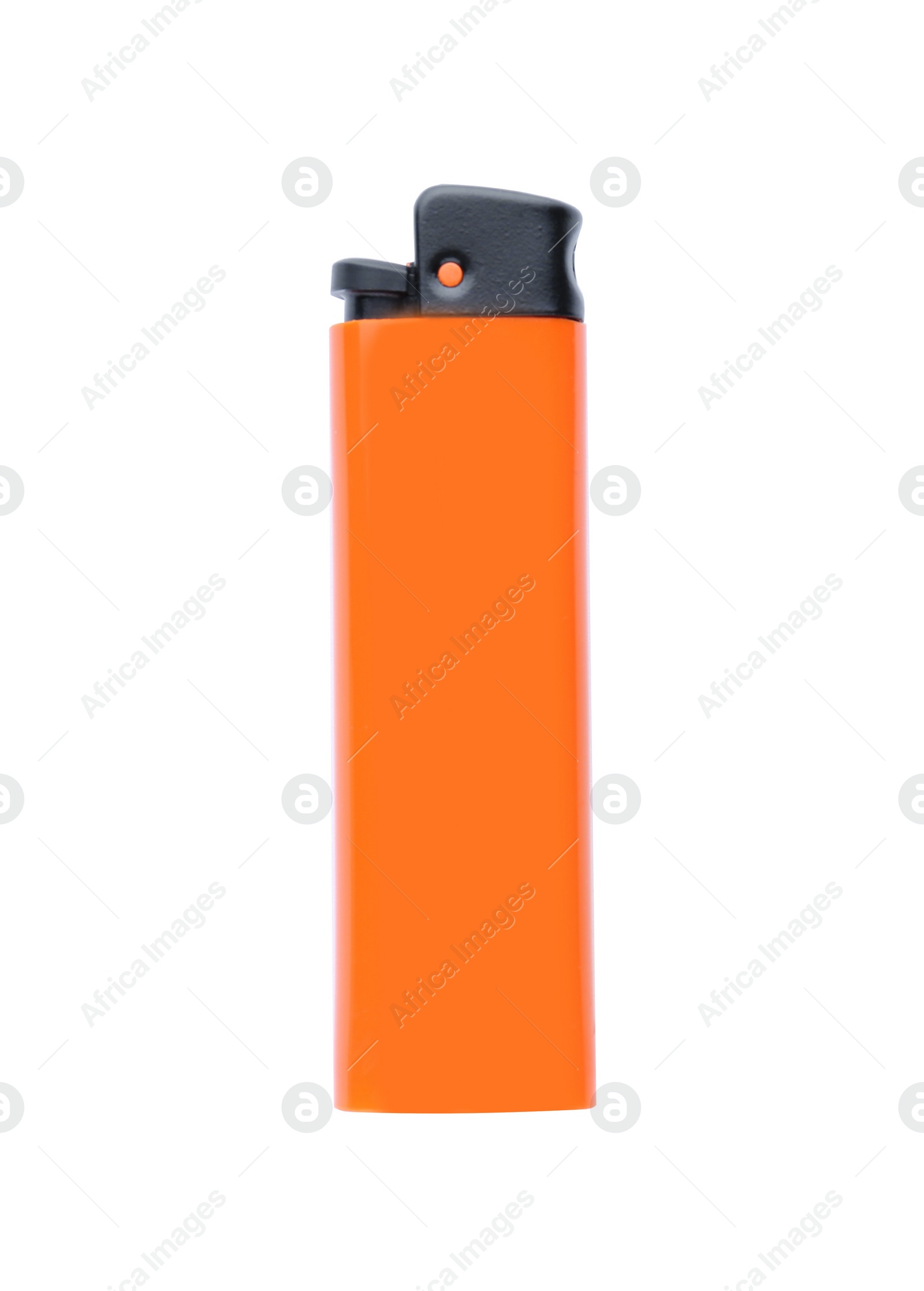 Photo of Stylish small pocket lighter isolated on white, top view