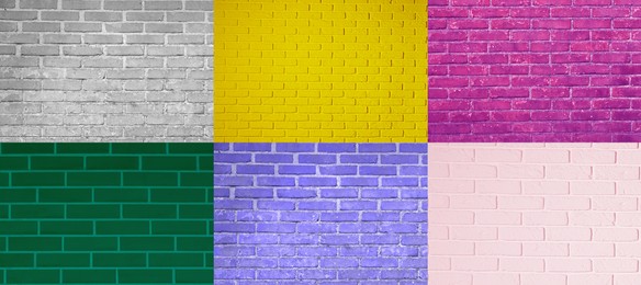 Image of Collage of brick wall textures in different colors