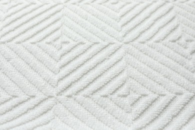 Photo of Texture of white fabric as background, closeup