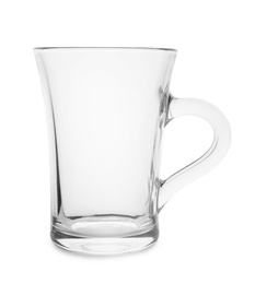 Photo of Empty glass cup for coffee on white background