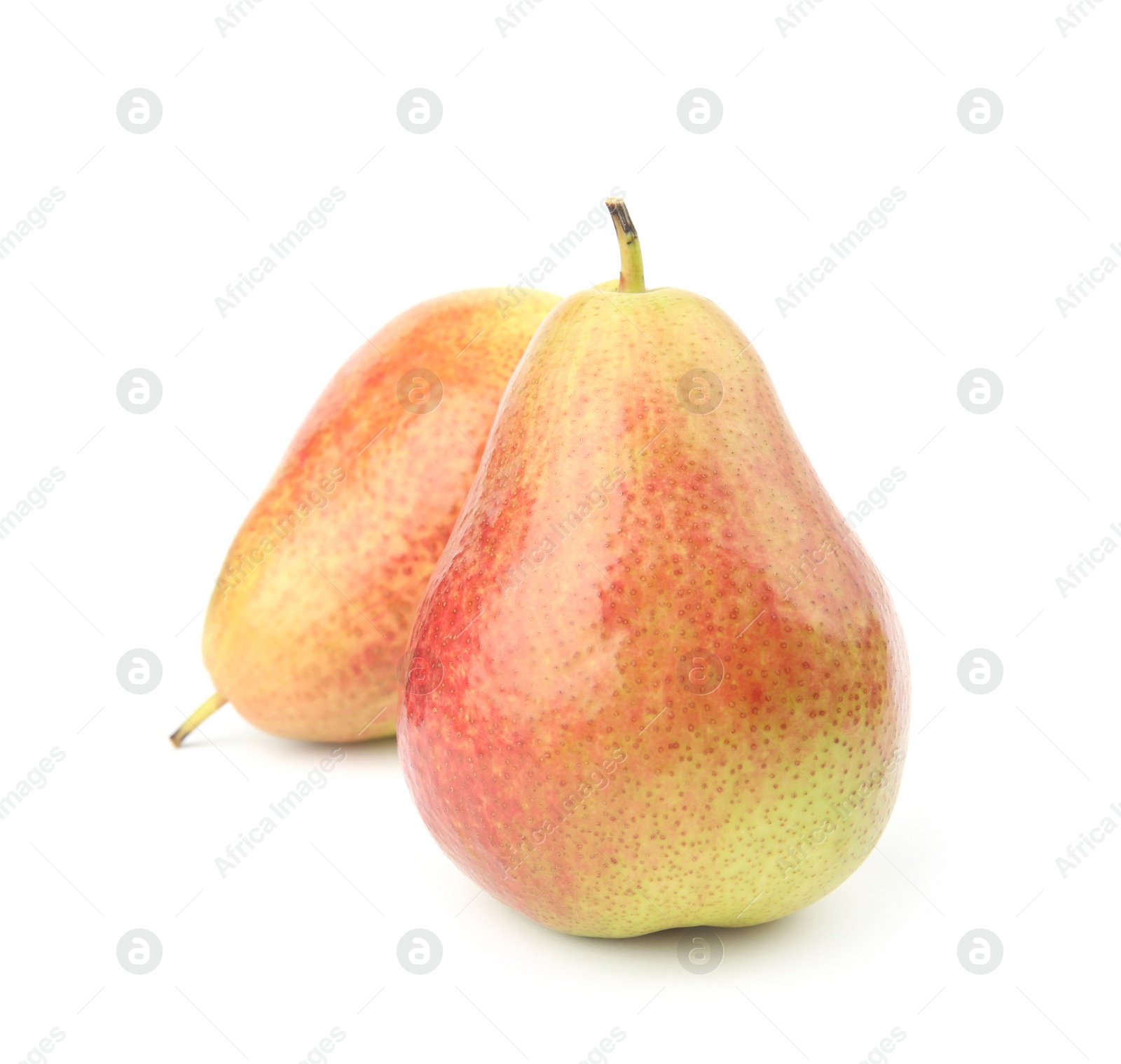 Photo of Ripe fresh juicy pears isolated on white