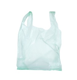 One light green plastic bag isolated on white