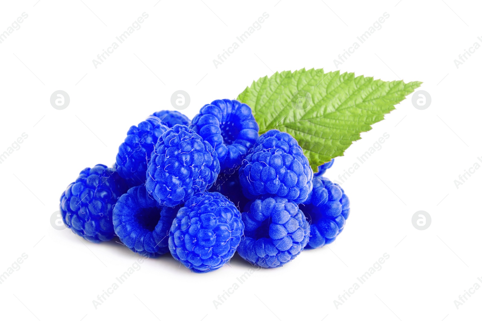 Image of Fresh tasty blue raspberries isolated on white