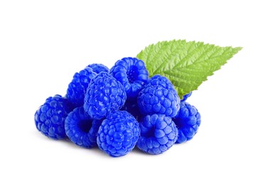 Fresh tasty blue raspberries isolated on white