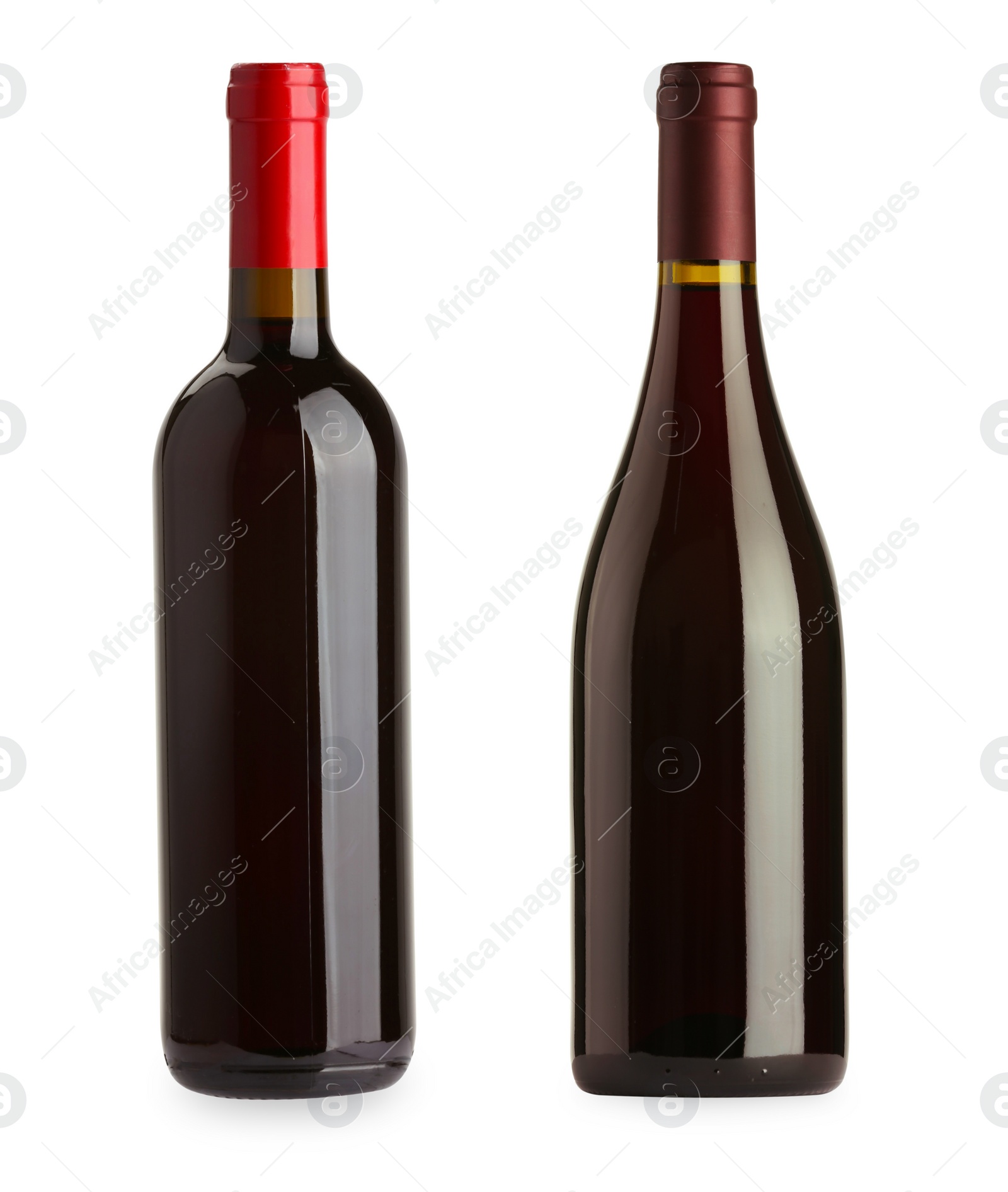 Image of Bottles of red wine isolated on white