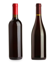 Image of Bottles of red wine isolated on white