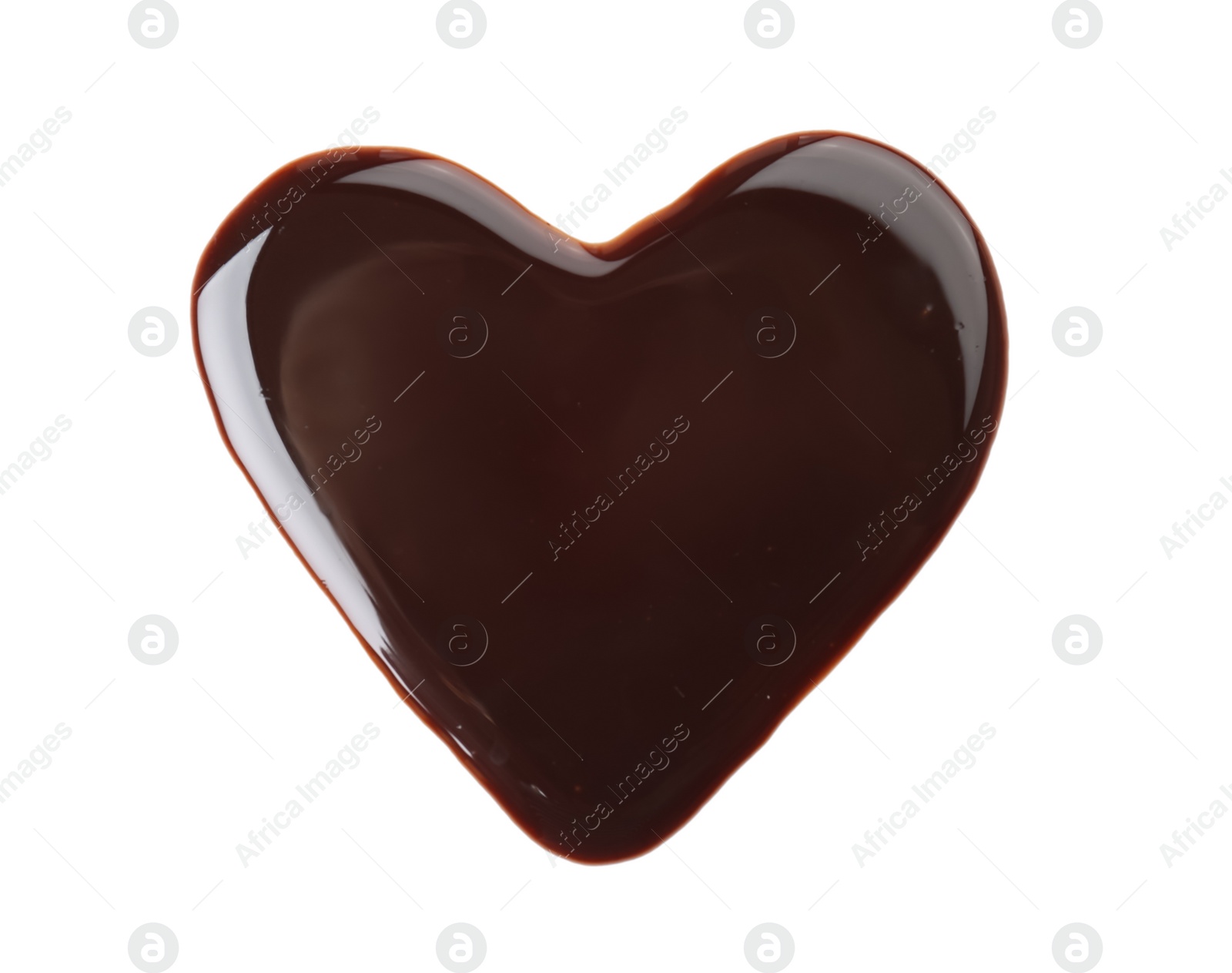 Photo of Heart made of melted chocolate on white background